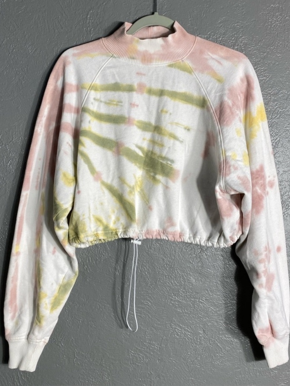 Aeropostale Tie Dye Cropped Mock Neck Drawstring Sweatshirt Medium